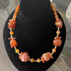Orange Chalcedony/ May birth flower Necklace